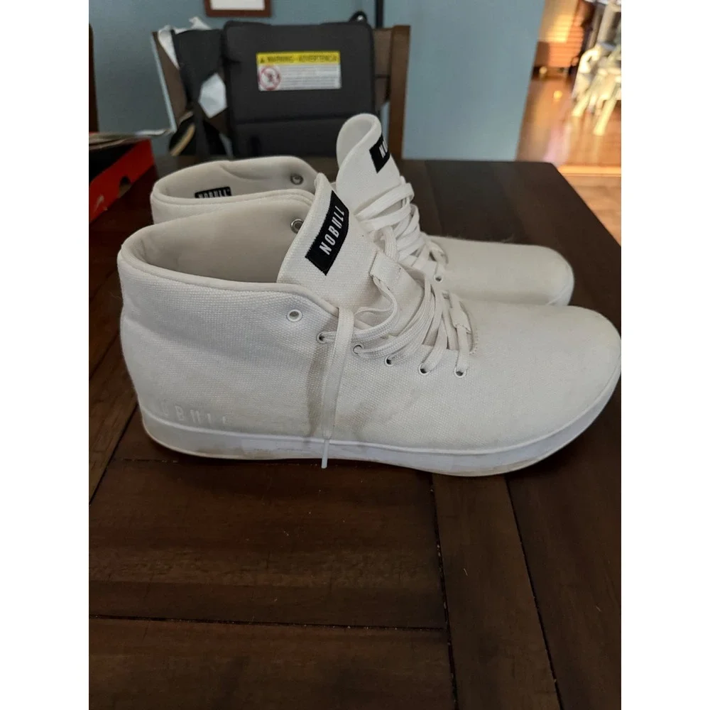 Nobull Canvas Mid Trainer Mens White High Top Training Shoes Sneakers